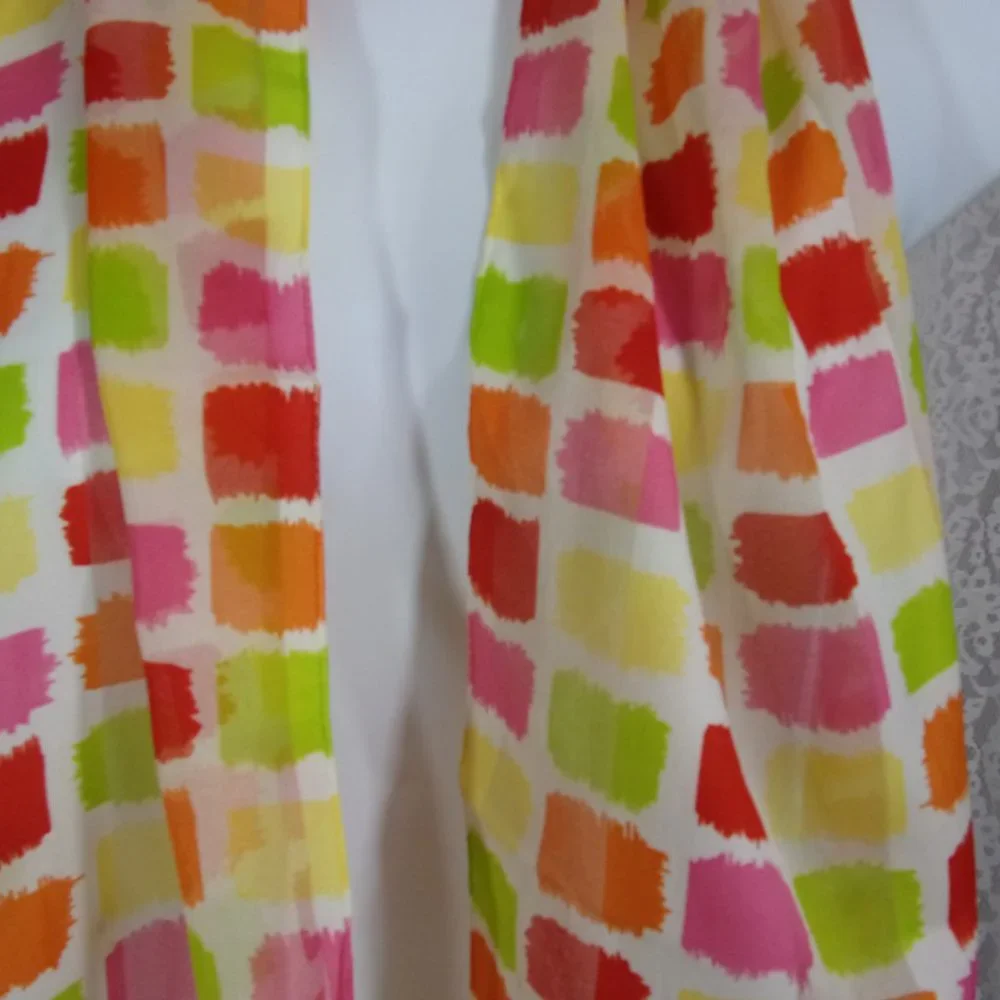 Oblong Scarf Multi Colored Blocks on a White Background NWOT